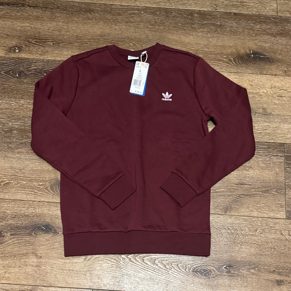 Adidas burgundy‎ sweatshirt youth large NWT